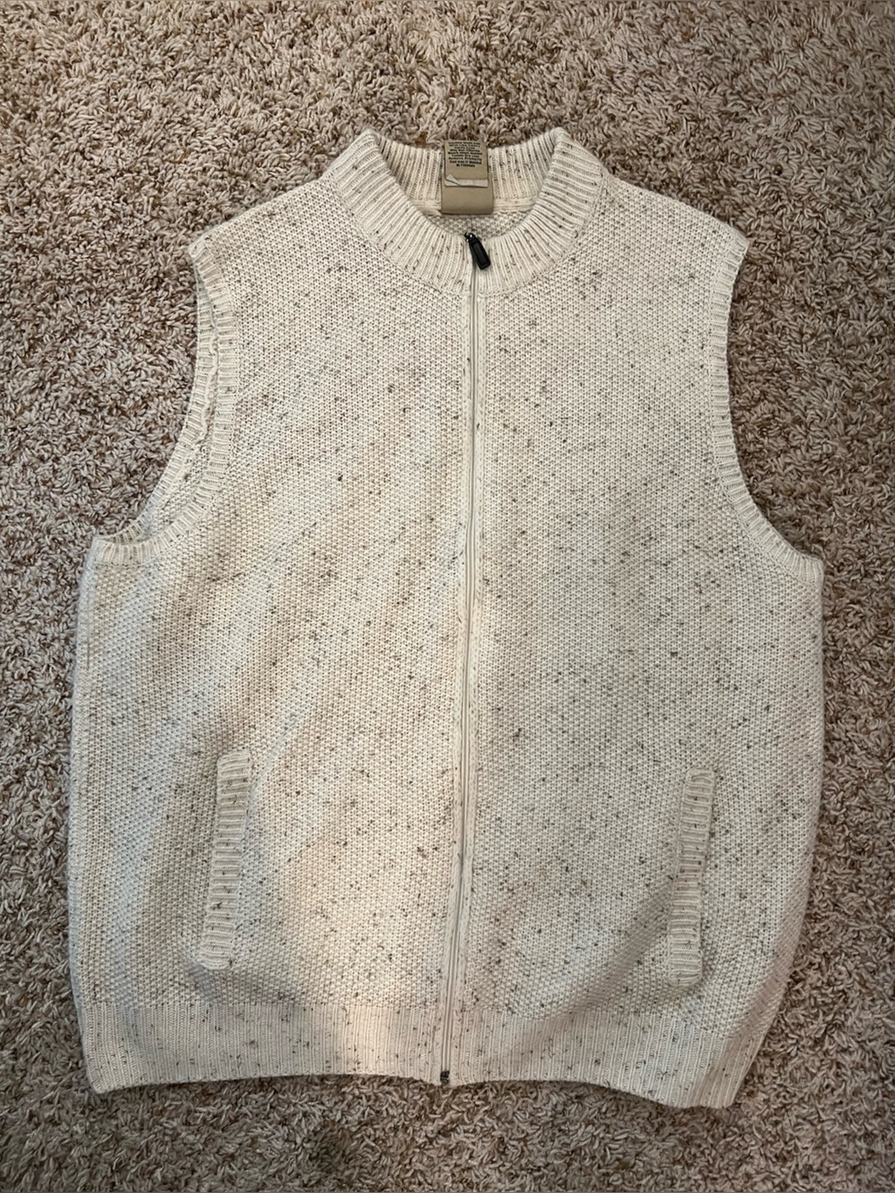Scandia Woods Classic zip up mock neck Men's ivory Vest size XL